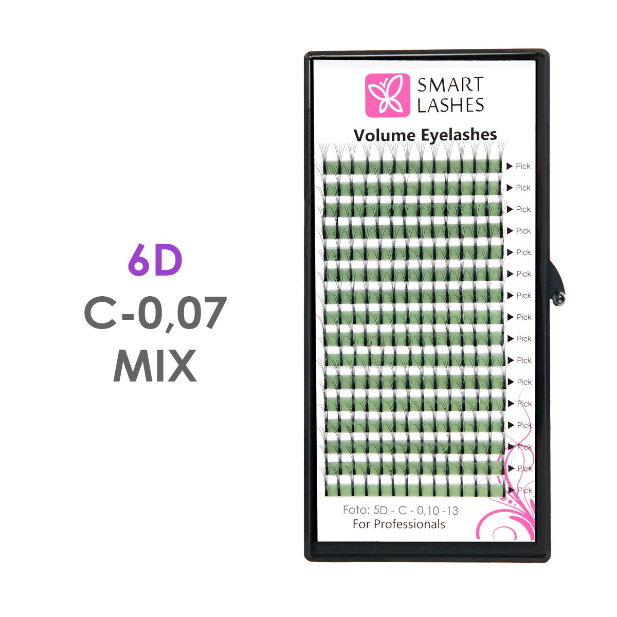 Volymfransar 6D - C - 0,07 mm x MIX 8-15 mm - 16 linjer | Smarta fransar