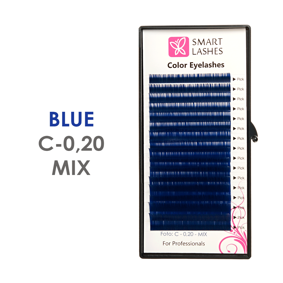 Blå fransar - C - 0,20 mm x 8 - 15 mm - 16 linjer | Smart Lashes