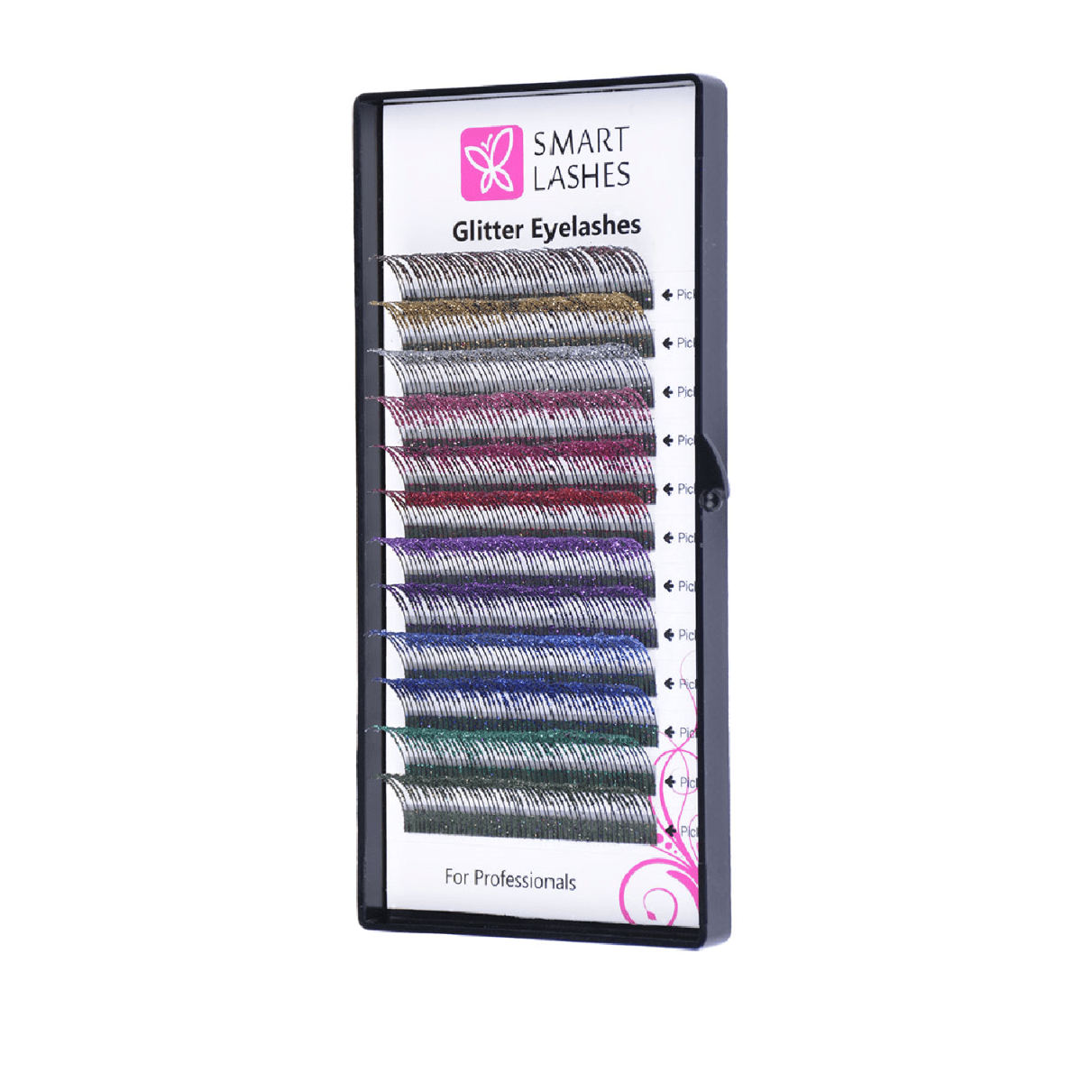 Glitterögonfransar MIX - C - 0,20 mm x 14 mm - 12 linjer | Smart Lashes