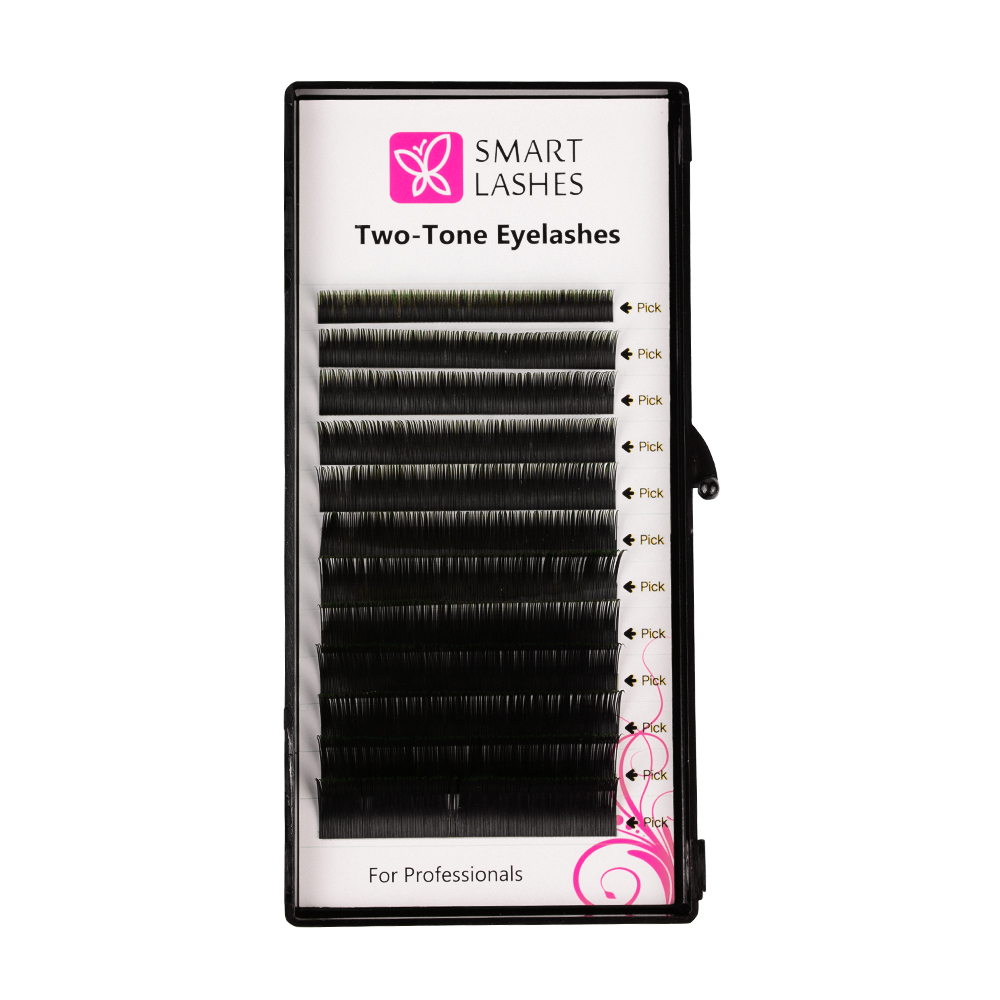 Ombre fransar - grön och svart - C - 0,20 mm - MIX | Smart Lashes