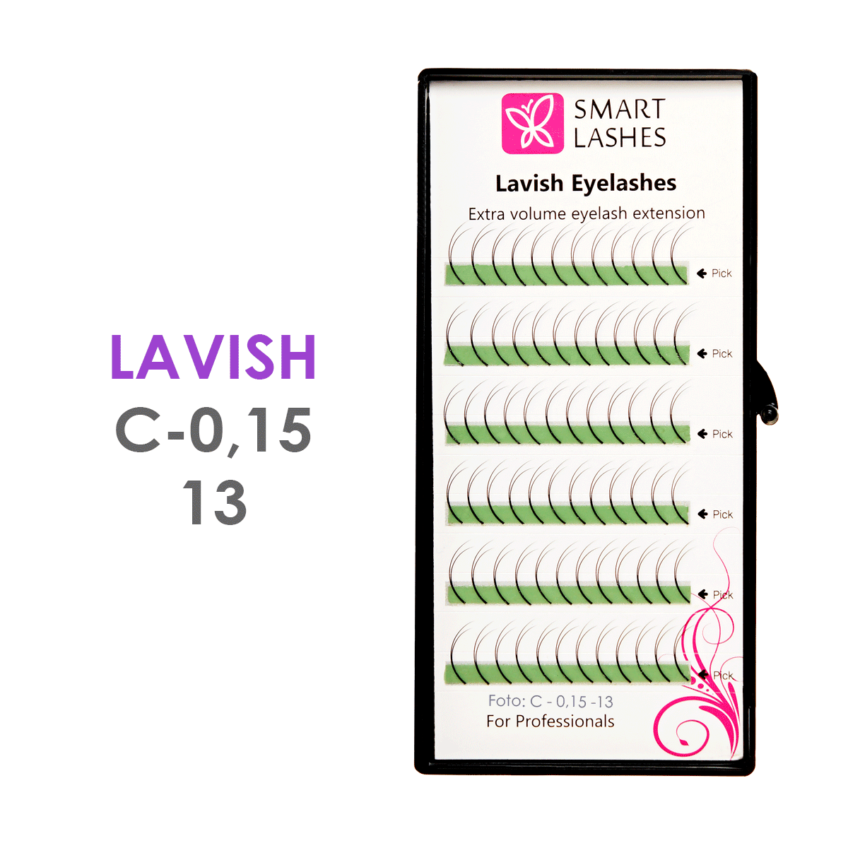 Dubbla fransar - C - 0,15 mm x 13 mm - 6 linjer | Smart Lashes